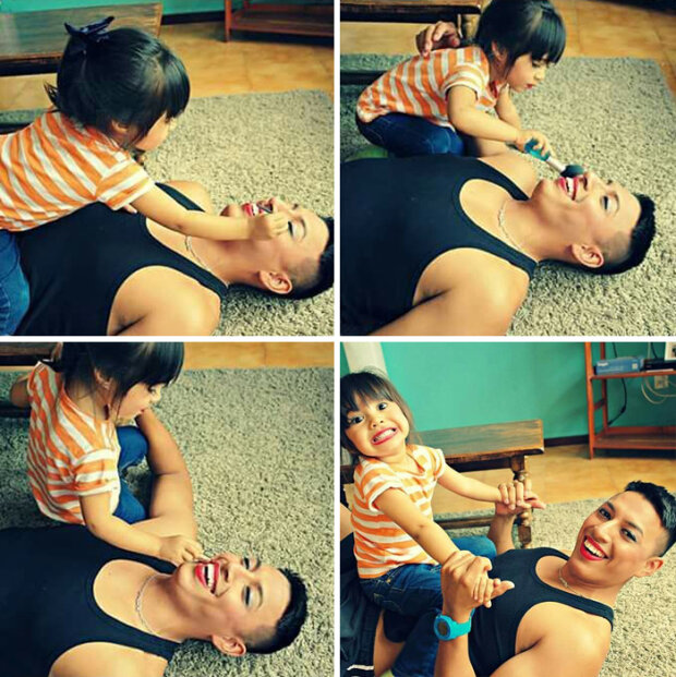 córki, które zrobili makijaż dla swoich tatusiów