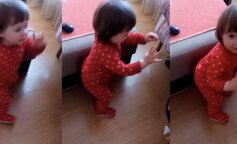 Mała dziewczynka uczy wszystkich tańczyć do muzyki. Pozytywne i słodkie wideo