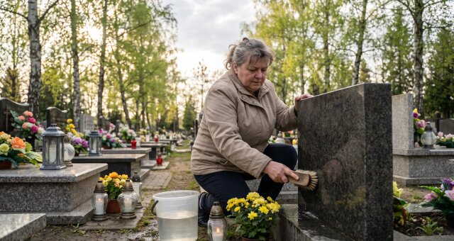 grób rodziców jeżdżę